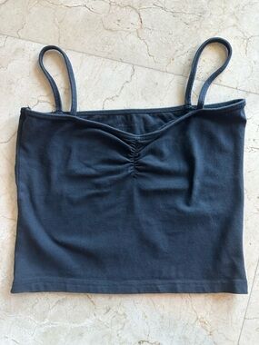 Brandy Melville Spaghetti Strap Ruched Front Crop Tank Top